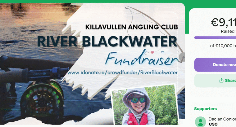€900 Left to Reach Goal – Killavullen Angling Club’s Fundraiser for the River Blackwater